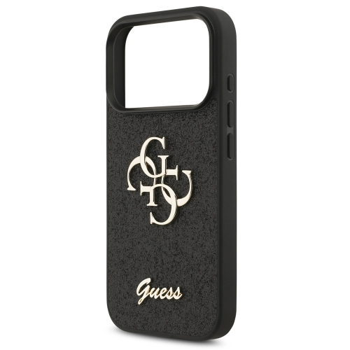 Калъф GUESS, PU Fixed Glitter 4G Metal Logo за iPhone 17 Pro Max, черен