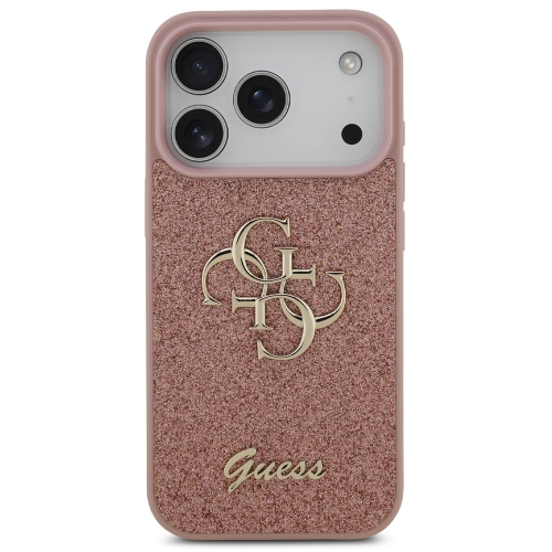 Калъф GUESS, PU Fixed Glitter 4G Metal Logo за iPhone 17 Pro Max, розов