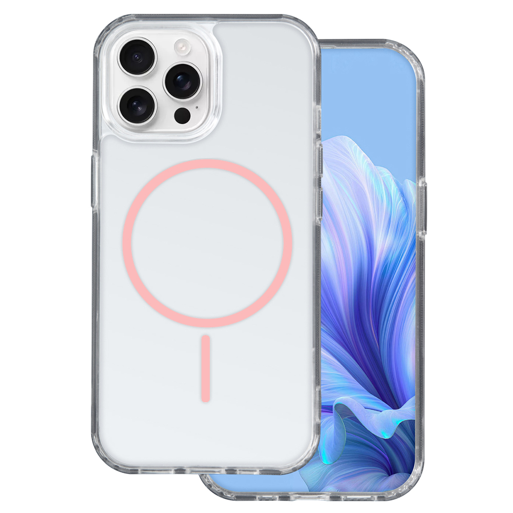 Калъф Anti Shock Thin MagSF за iPhone 16 Pro, розов-прозрачен