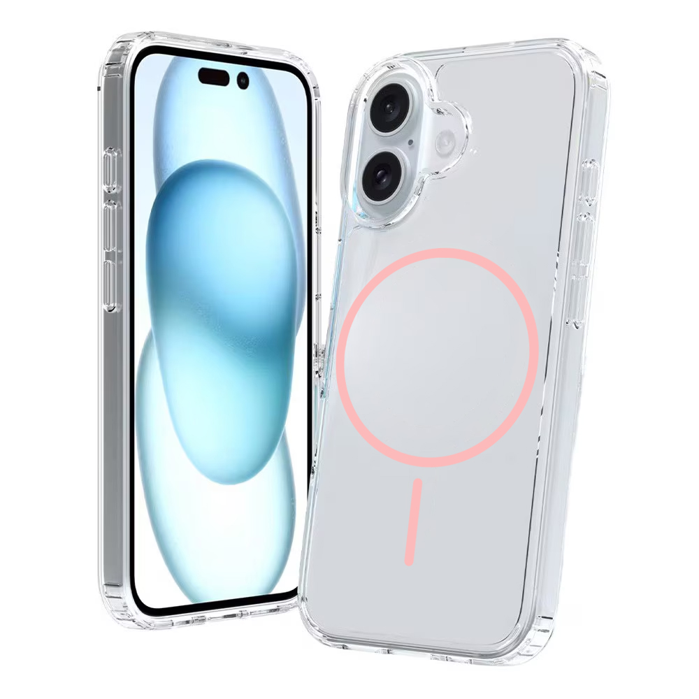 Калъф Anti Shock Thin MagSF за iPhone 16, розов-прозрачен