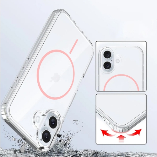 Калъф Anti Shock Thin MagSF за iPhone 16, розов-прозрачен