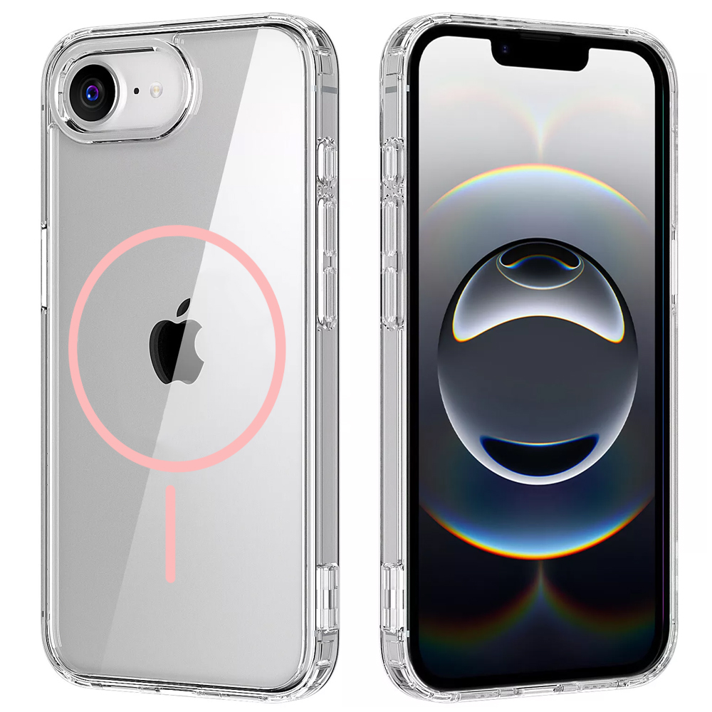 Калъф Anti Shock Thin MagSF за iPhone 16e/17e, розов-прозрачен