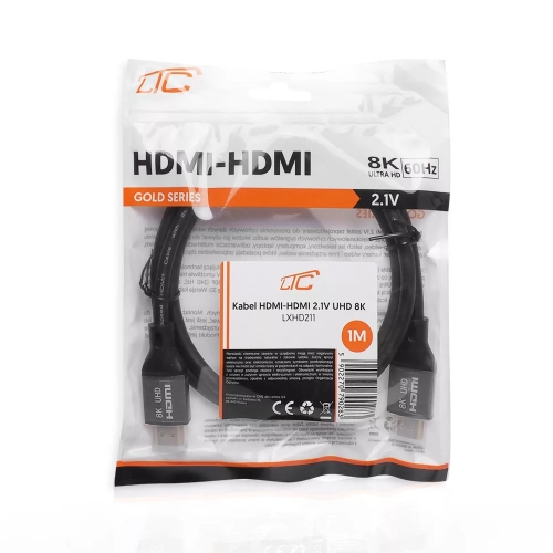 Кабел HDMI към HDMI, v2.1, 8K, 1 m, черен