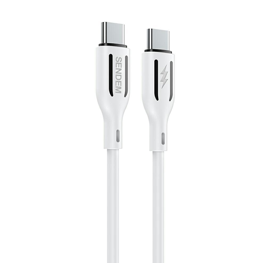 Кабел Sendem T77, USB - C към USB - C, 1.2m, 66W, Бял