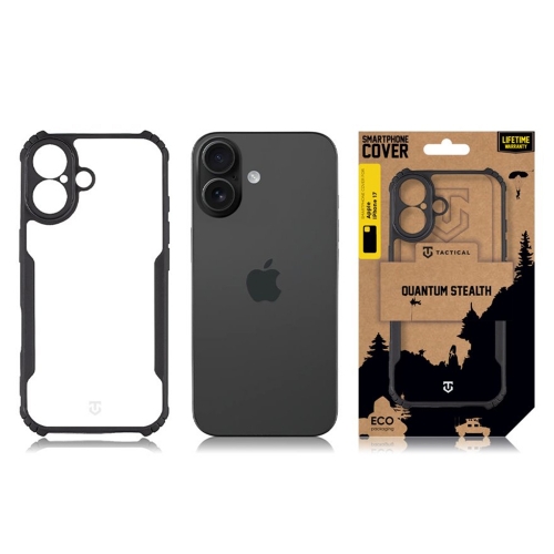 Калъф Tactical Quantum Stealth за iPhone 17, черен-прозрачен