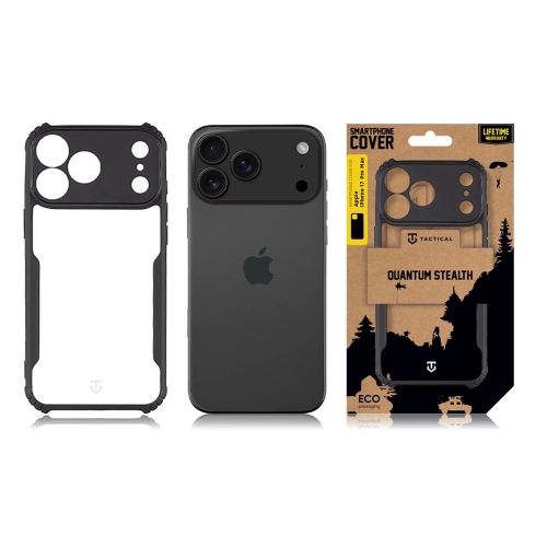 Калъф Tactical Quantum Stealth за iPhone 17 Pro, черен-прозрачен