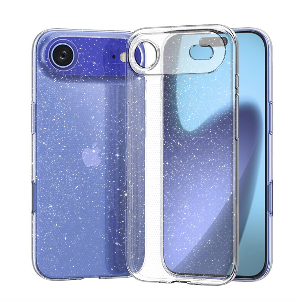 Силиконов калъф Glitter за iPhone 17 Air, прозрачен