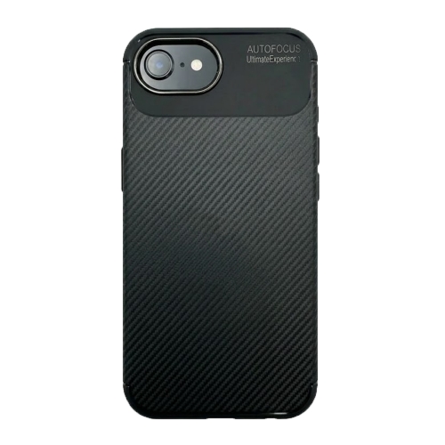 Силиконов калъф Carbon Fiber Texture за iPhone 16e/17e, черен