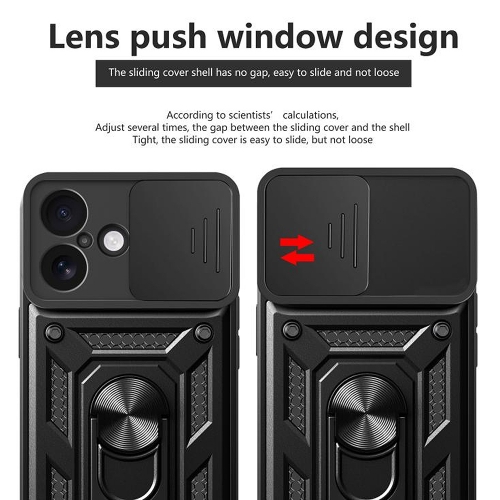 Удароустойчив калъф Slide Camera за iPhone 17, черен