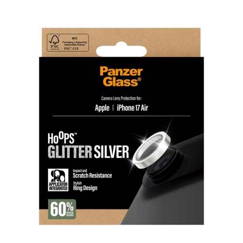Стъклен Протектор за камера PanzerGlass Hoops Lens Protector за iPhone 17 Air, сребрист с камъчета