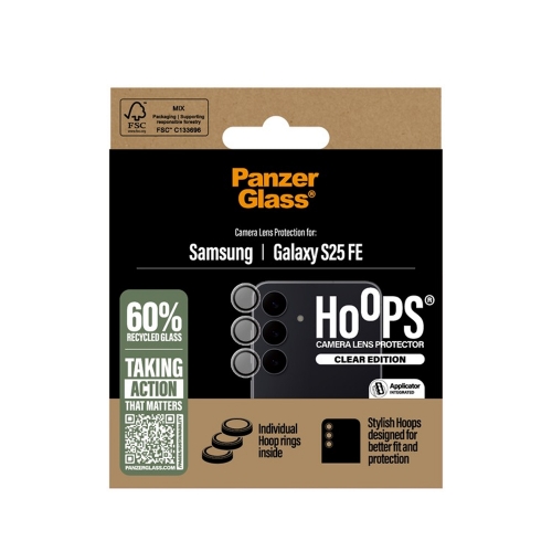 Стъклен Протектор за камера PanzerGlass Hoops Lens Protector за Samsung Galaxy S25 FE, Прозрачен