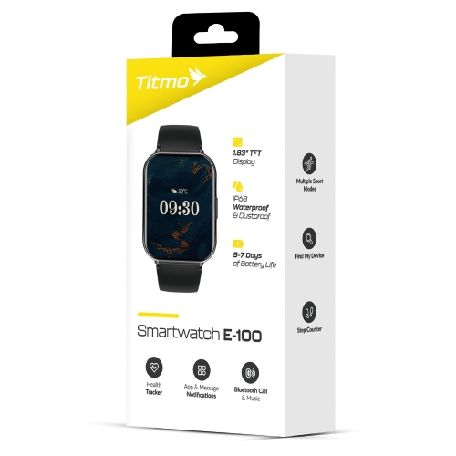 Смарт Часовник TITMO E-100, TFT, bluetooth, черен