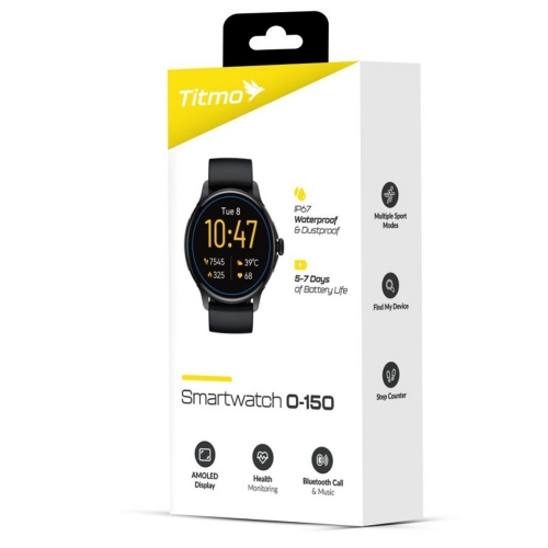 Смарт Часовник TITMO O-150, AMOLED, bluetooth call, черен