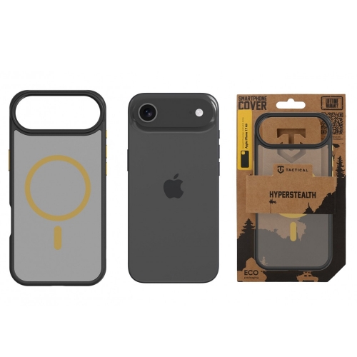 Удароустойчив калъф Tactical MagForce Hyperstealth 2.0 за iPhone 17 Air, черен-жълт