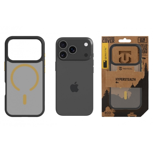 Удароустойчив калъф Tactical MagForce Hyperstealth 2.0 за iPhone 17 Pro Max, черен-жълт