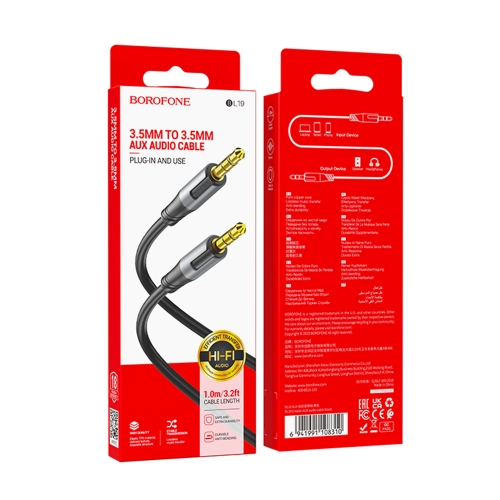 Аудио Кабел Borofone BL19, AUX 3.5mm, Creator, 1m, черен