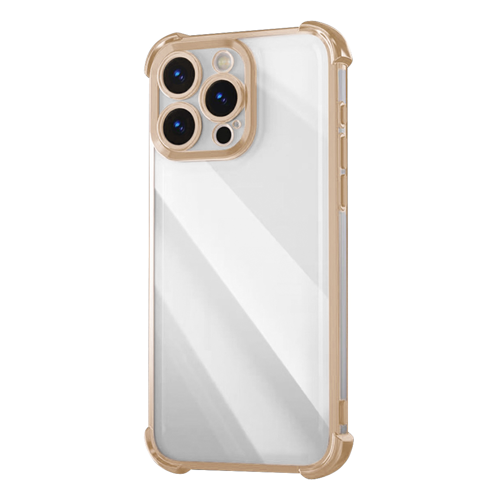 Силиконов калъф Anti Shock Chrome за iPhone 15 Pro, Златист