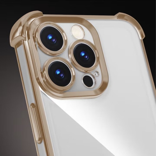 Силиконов калъф Anti Shock Chrome за iPhone 15 Pro, Златист