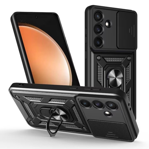 Удароустойчив калъф Slide Camera за Samsung Galaxy S25 FE, черен