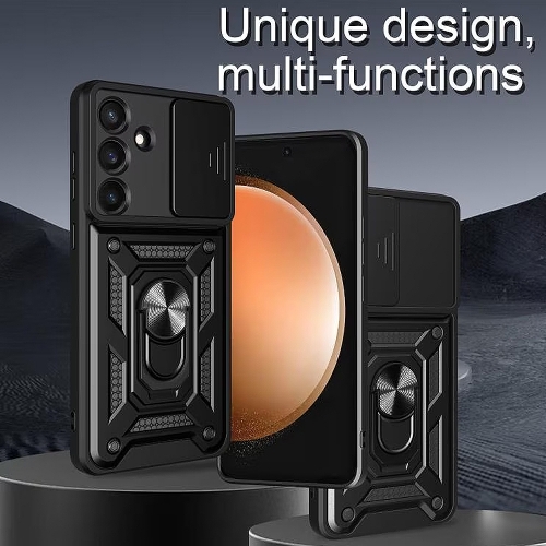 Удароустойчив калъф Slide Camera за Samsung Galaxy S25 FE, черен