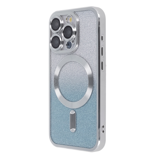 Силиконов калъф Sparkle Flex MagSF за Iphone 15 Pro, Сребрист-син