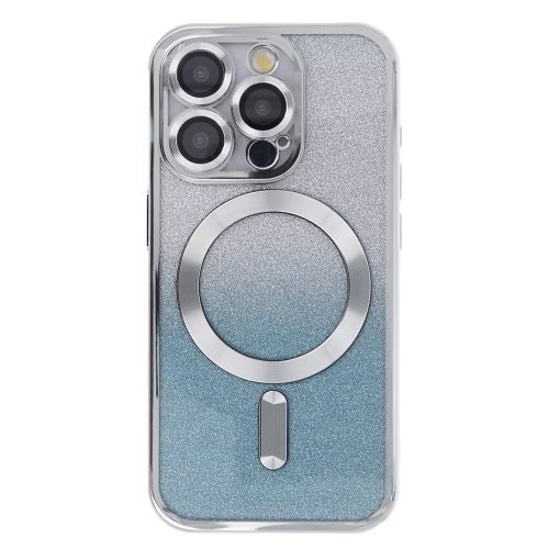 Силиконов калъф Sparkle Flex MagSF за Iphone 15 Pro, Сребрист-син