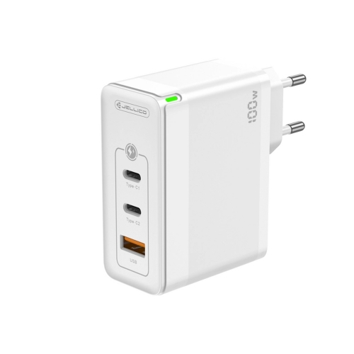 Зарядно Jellico C118 220V GaN 100W PD 2xUSB-C, бял