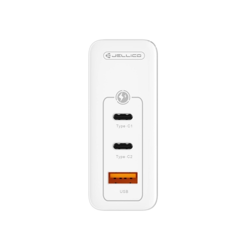 Зарядно Jellico C118 220V GaN 100W PD 2xUSB-C, бял