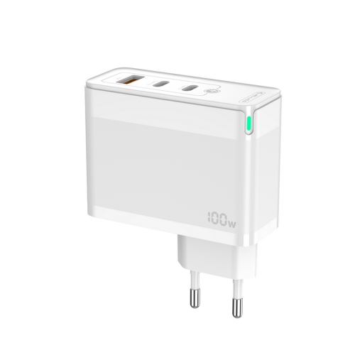 Зарядно Jellico C118 220V GaN 100W PD 2xUSB-C, бял