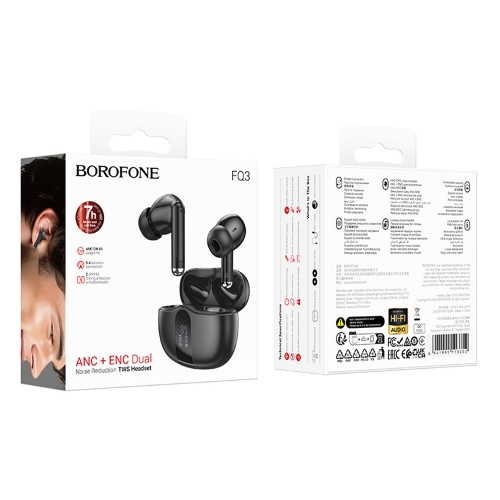 Безжични Слушалки Borofone TWS FQ3 Soulmate ANC, ENC, черен