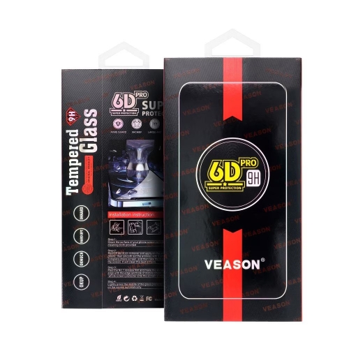 Стъклен протектор Veason 6D Pro Full Glue за iPhone 17 Pro, черен
