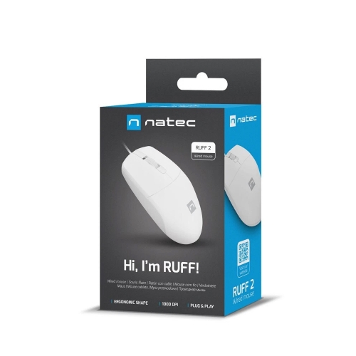 Оптична Мишка Natec Ruff 1000 DPI, бял