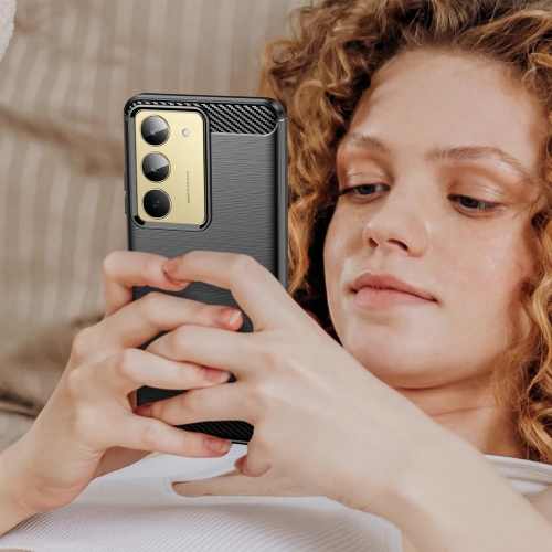 Силиконов Калъф Carbon Fibre Brushed за Realme 14X / V60 Pro, черен
