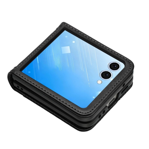 Калъф Тефтер Flower Imprinted Leather за Samsung Galaxy Z Flip7 5G, черен