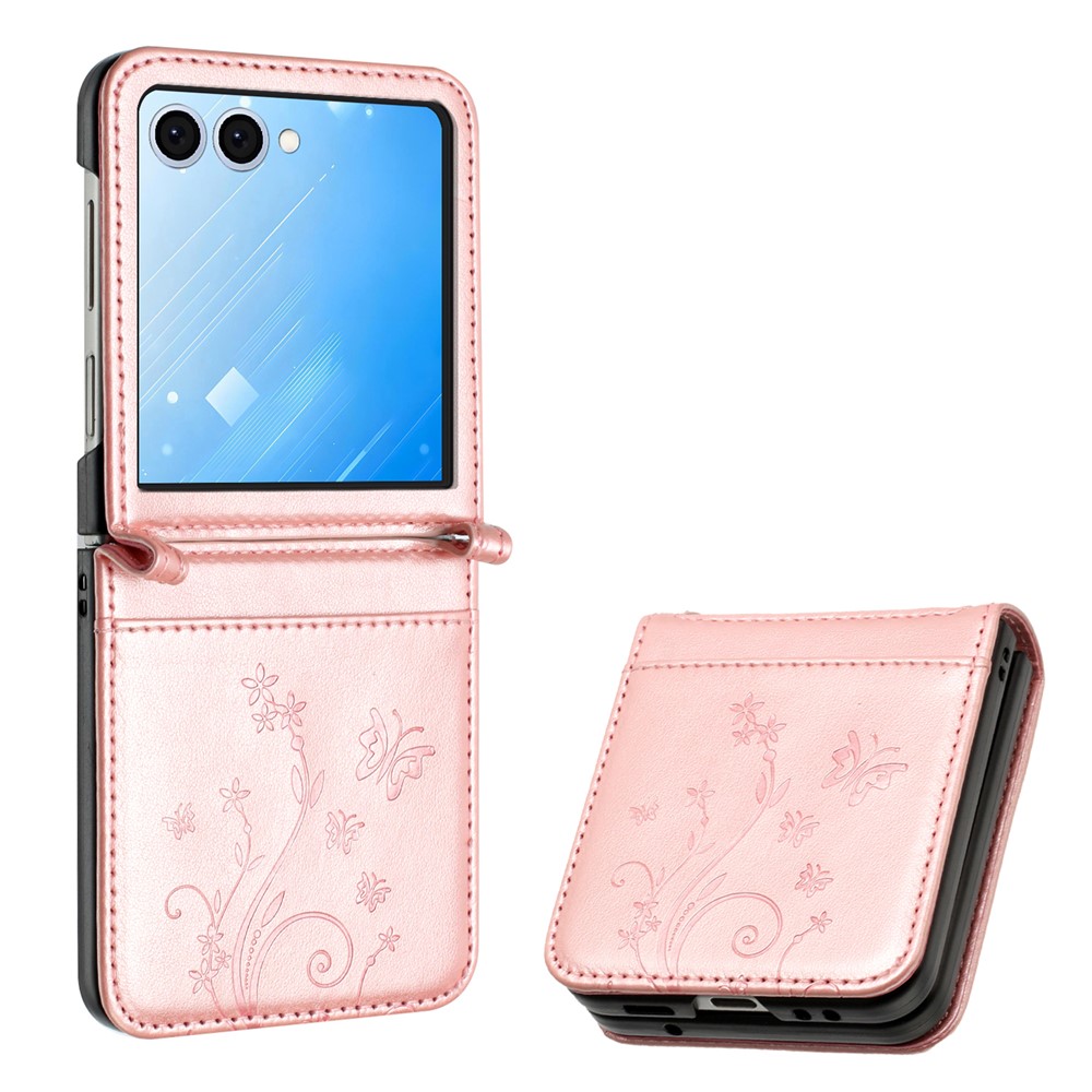 Калъф Тефтер Flower Imprinted Leather за Samsung Galaxy Z Flip7 5G, Розов