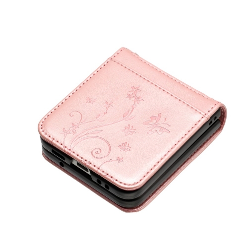 Калъф Тефтер Flower Imprinted Leather за Samsung Galaxy Z Flip7 5G, Розов