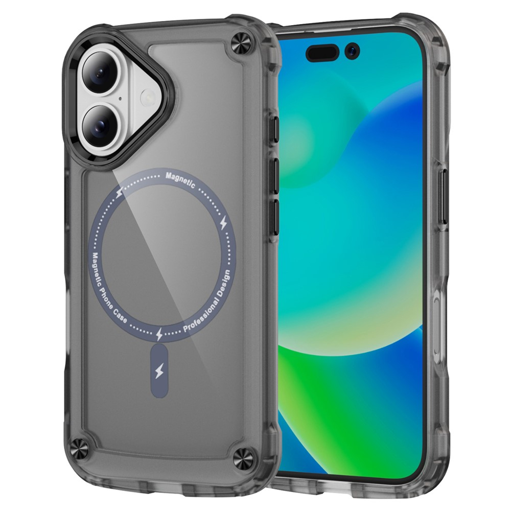 Удароустойчив калъф MagSF Skin Touch за iPhone 17, черен-прозрачен