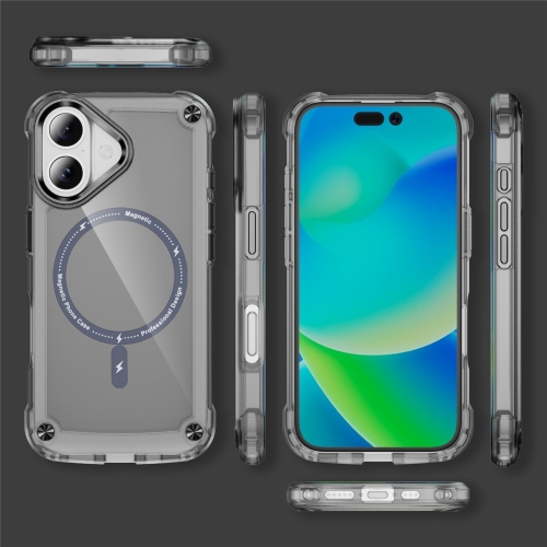 Удароустойчив калъф MagSF Skin Touch за iPhone 17, черен-прозрачен