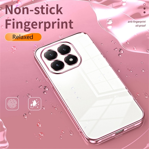 Силиконов калъф Electroplating Frame за Xiaomi 15T, прозрачен - розов