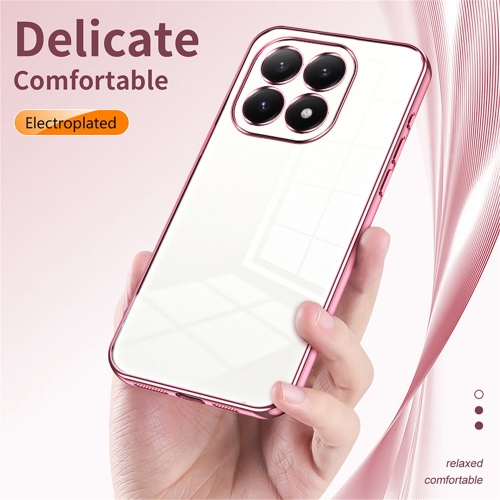 Силиконов калъф Electroplating Frame за Xiaomi 15T, прозрачен - розов