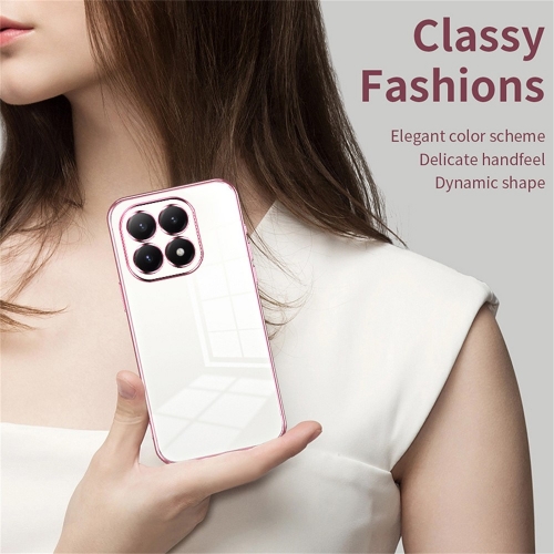 Силиконов калъф Electroplating Frame за Xiaomi 15T, прозрачен - розов