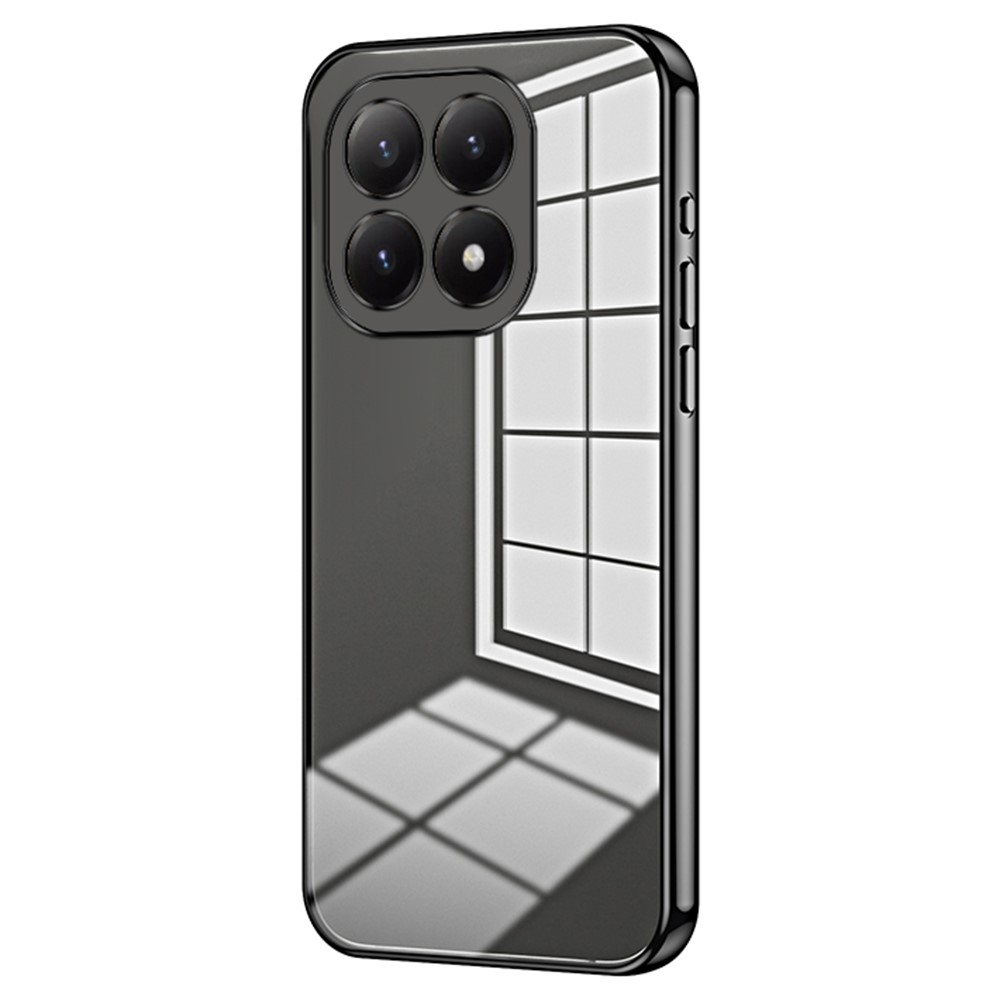 Силиконов калъф Electroplating Frame за Xiaomi 15T, прозрачен -черен