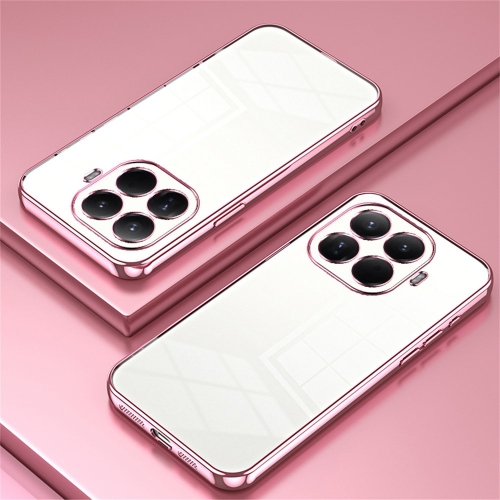 Силиконов калъф Electroplating Frame за Xiaomi 15T Pro, прозрачен -розов