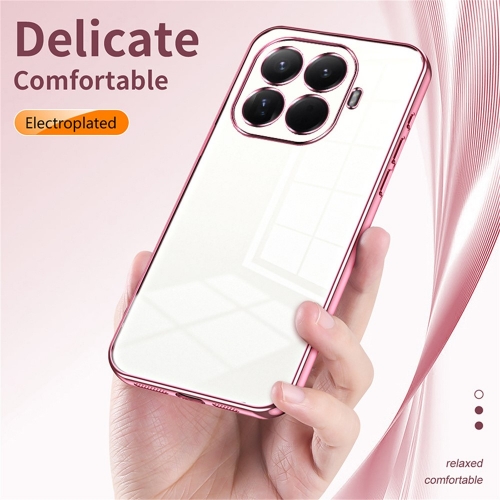 Силиконов калъф Electroplating Frame за Xiaomi 15T Pro, прозрачен -розов