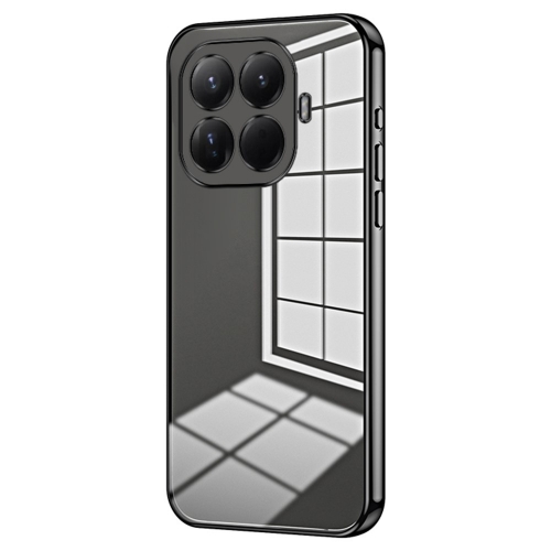 Силиконов калъф Electroplating Frame за Xiaomi 15T Pro, прозрачен-черен