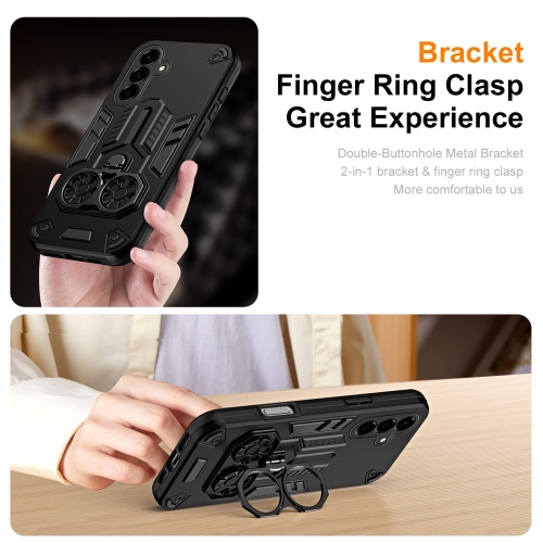 Удароустойчив калъф Ring Holder Kickstand за Samsung Galaxy A56 5G, черен
