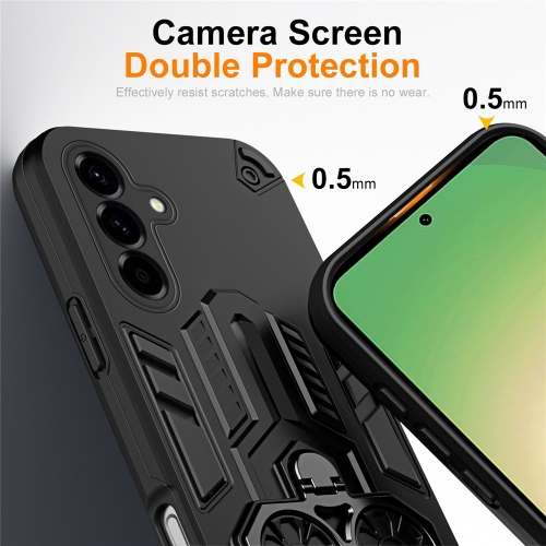 Удароустойчив калъф Ring Holder Kickstand за Samsung Galaxy A56 5G, черен