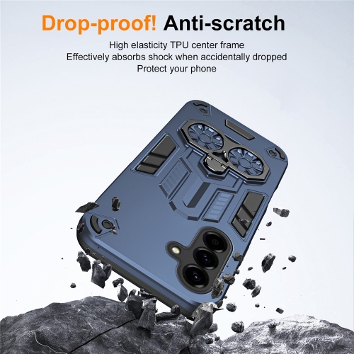 Удароустойчив калъф Ring Holder Kickstand за Samsung Galaxy A56 5G, Син