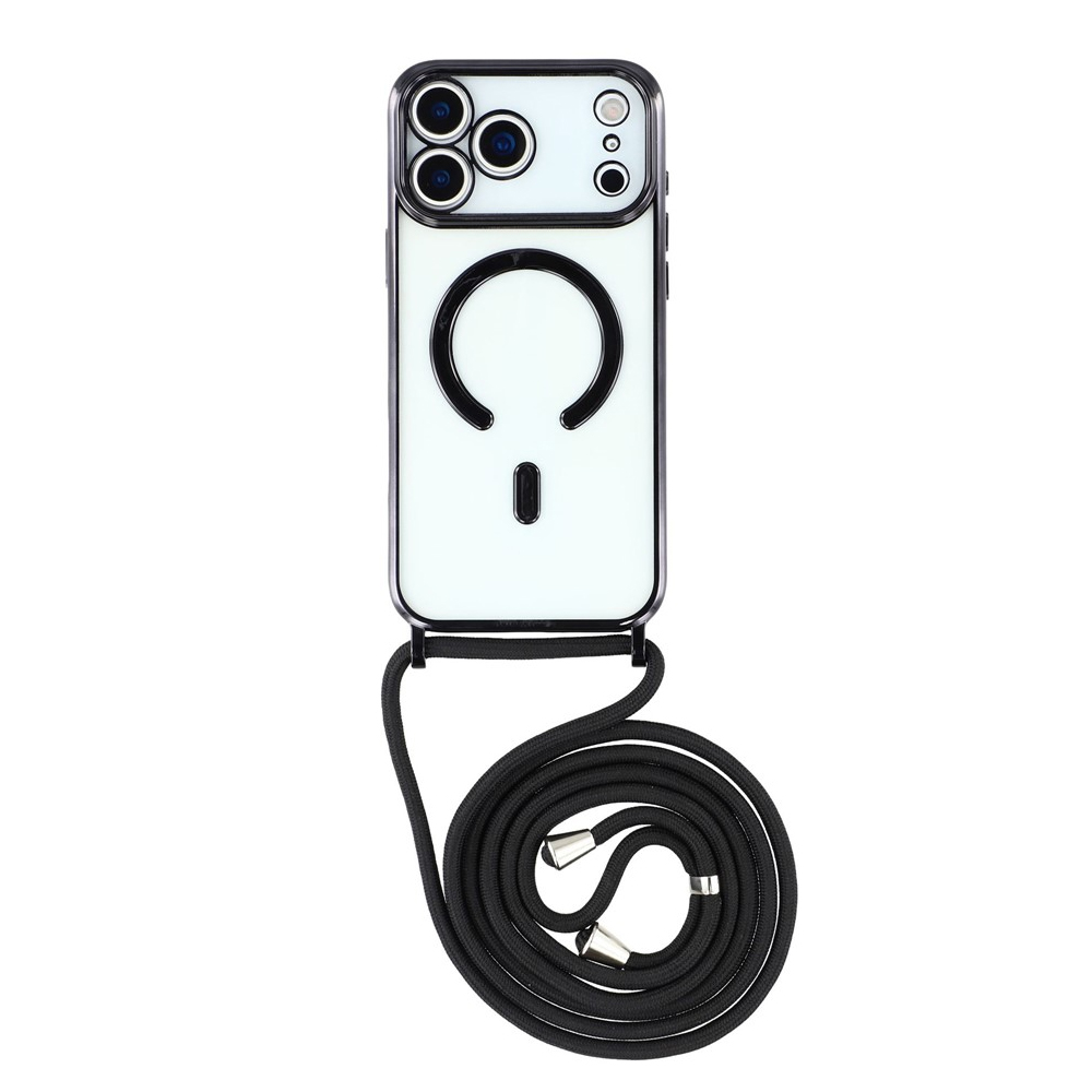 Силиконов калъф MagSafe Electroplating за iPhone 17 Pro, черен