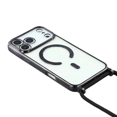 Силиконов калъф MagSafe Electroplating за iPhone 17 Pro, черен